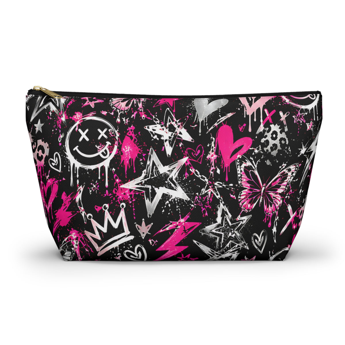 Pink Graffiti Pouch – Smiley Heart Streetwear Print