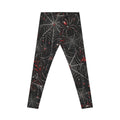 Gothic Spiderweb Leggings – Black & Red Spider Print