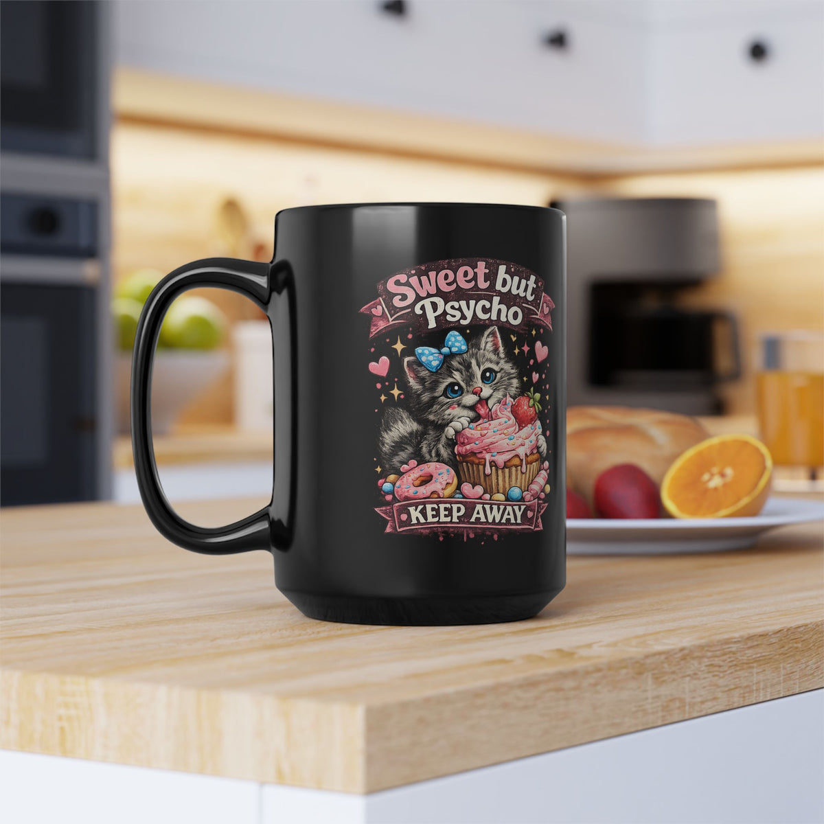 Sweet But Psycho Mug Cute Cat Coffee Cup Funny Kitty Humor Gift for Cat Lovers