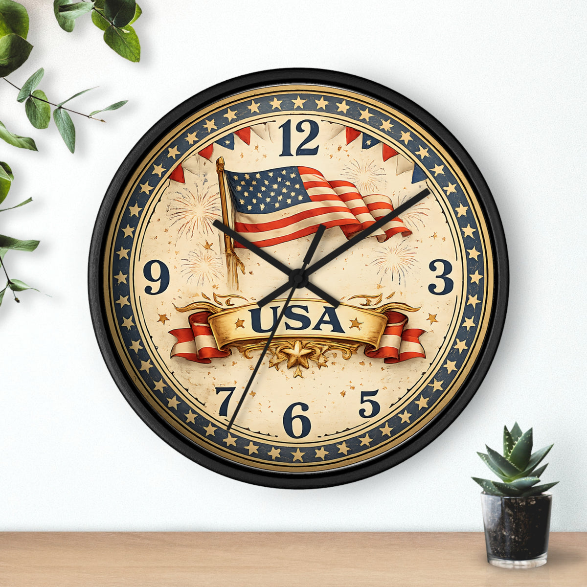 Vintage American Flag USA Wall Clock | Patriotic Home Decor