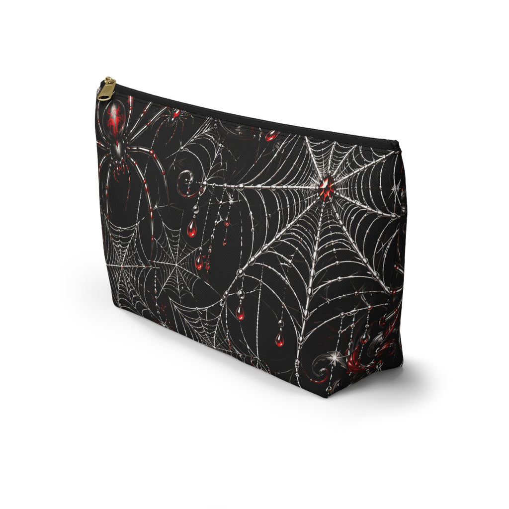 Gothic Spiderweb Pouch – Black & Red Spider Print