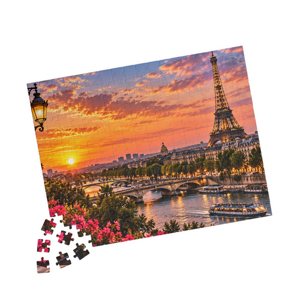 Paris France Puzzle – Eiffel Tower Sunset Jigsaw Puzzle 110/252/520/1014-Piece