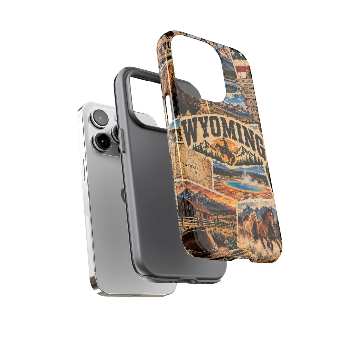 Wyoming Travel Collage Phone Case – Vintage Western Tough Case