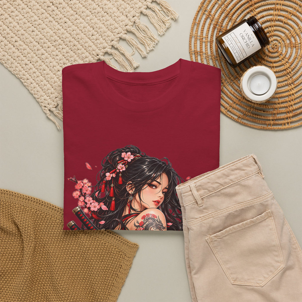 Japanese Samurai Girl T-Shirt – Dark Anime Warrior Graphic Tee