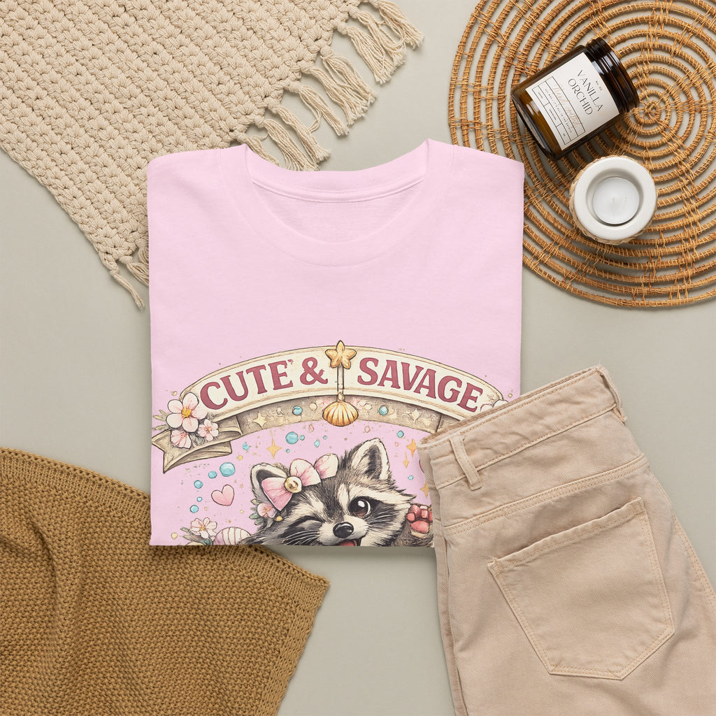 “Cute & Savage” T-Shirt – Funny Raccoon Hot Mess Express Graphic Tee