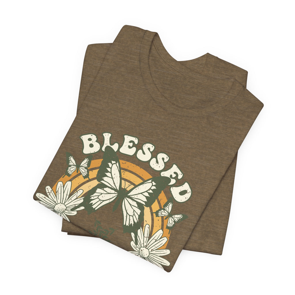 Blessed T Shirt Butterfly Floral Tee, Faith Inspirational Shirt, Boho Christian Graphic Tee