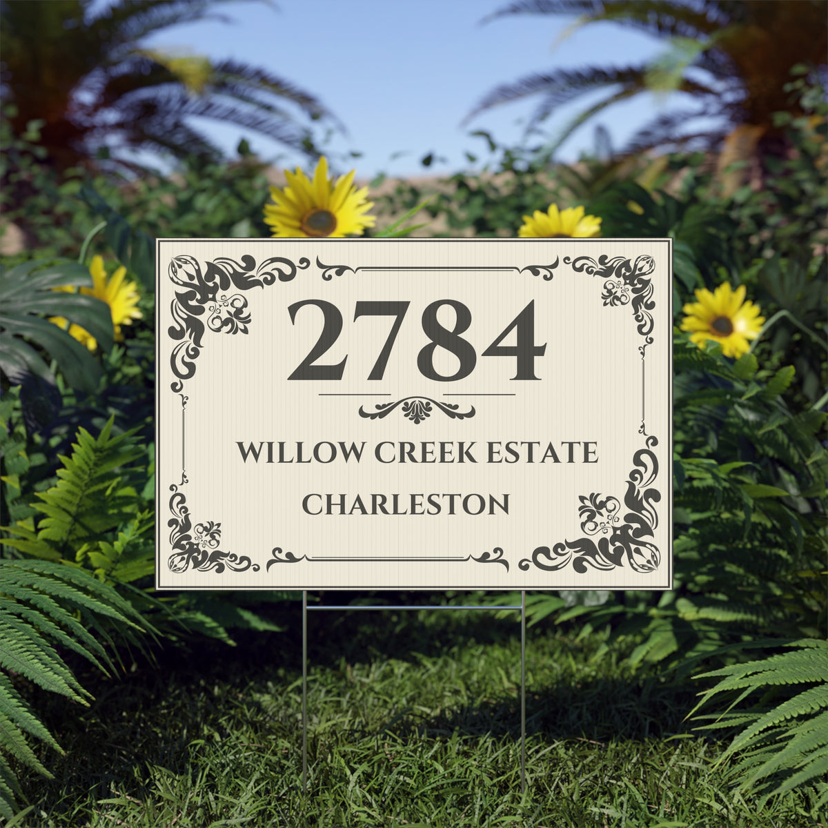 Personalized Estate Yard Sign – Custom House Number & Property Name – Y3