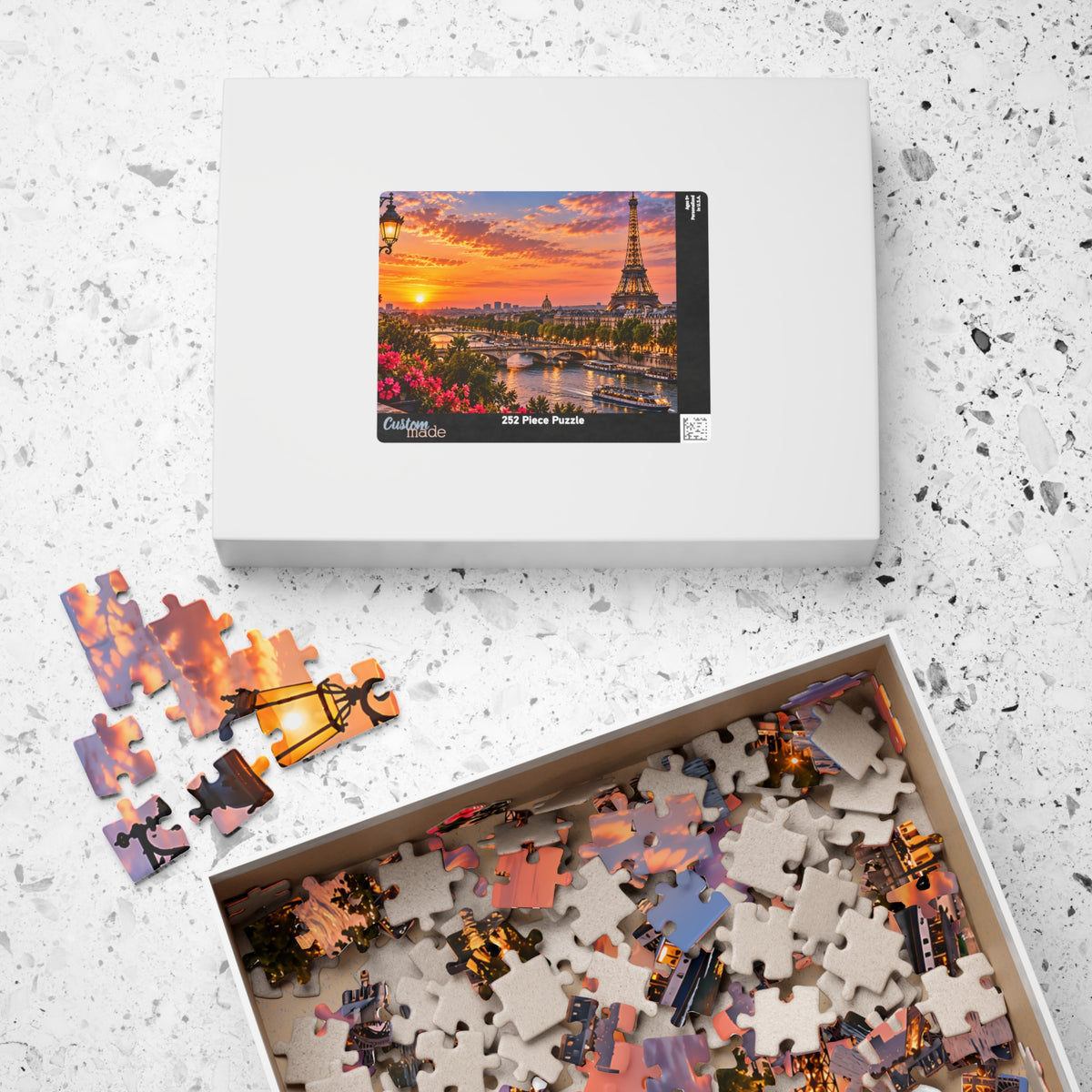 Paris France Puzzle – Eiffel Tower Sunset Jigsaw Puzzle 110/252/520/1014-Piece