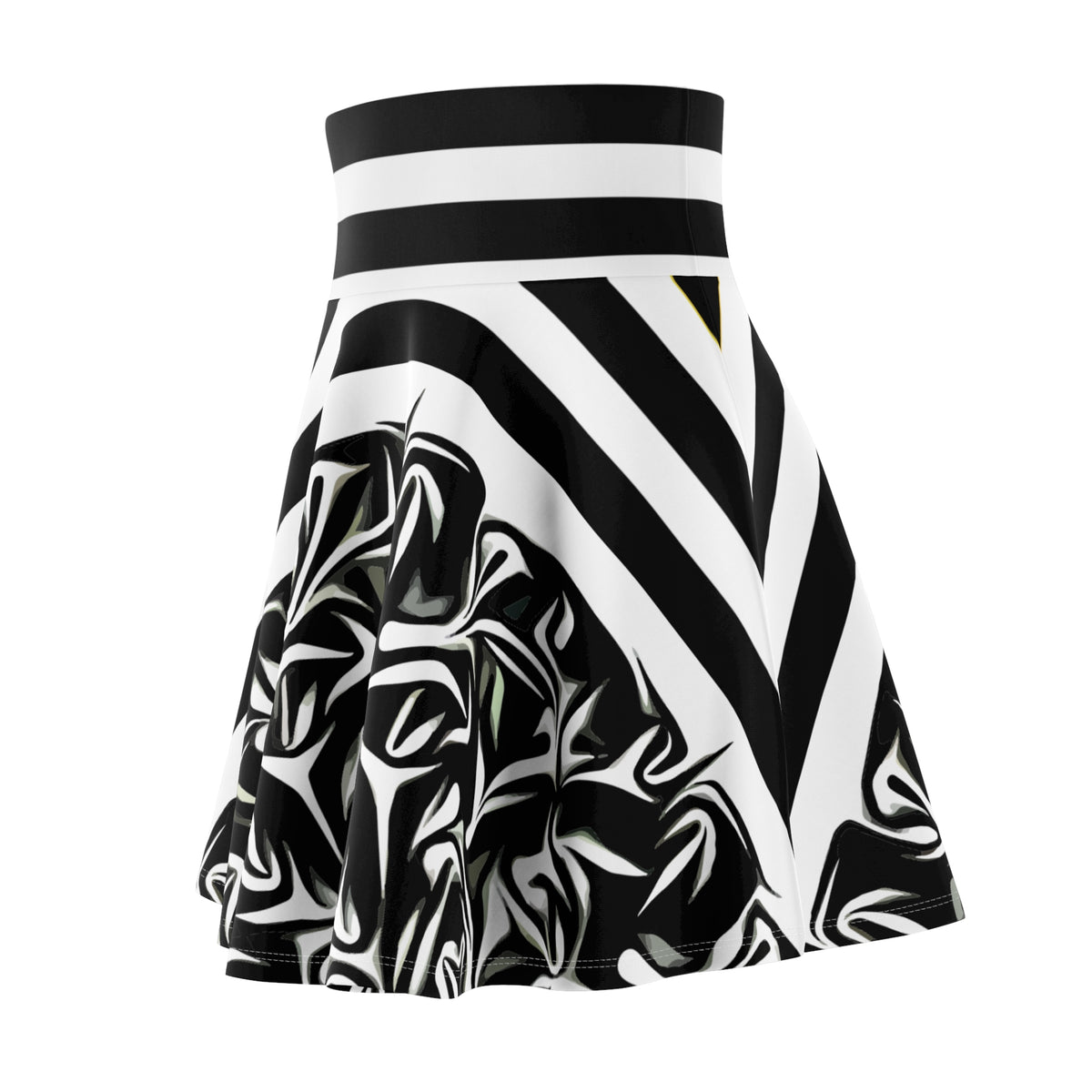 Black & White Abstract Skater Skirt – Modern Graphic Design