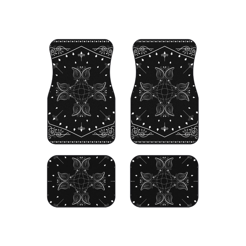 Black Bandana Paisley Car Floor Mats – 4-Piece Set
