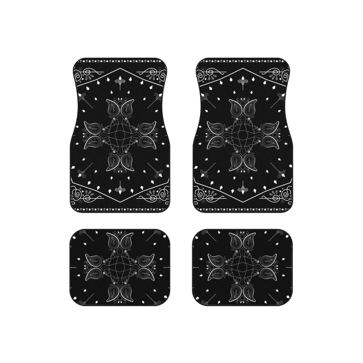 Black Bandana Paisley Car Floor Mats – 4-Piece Set