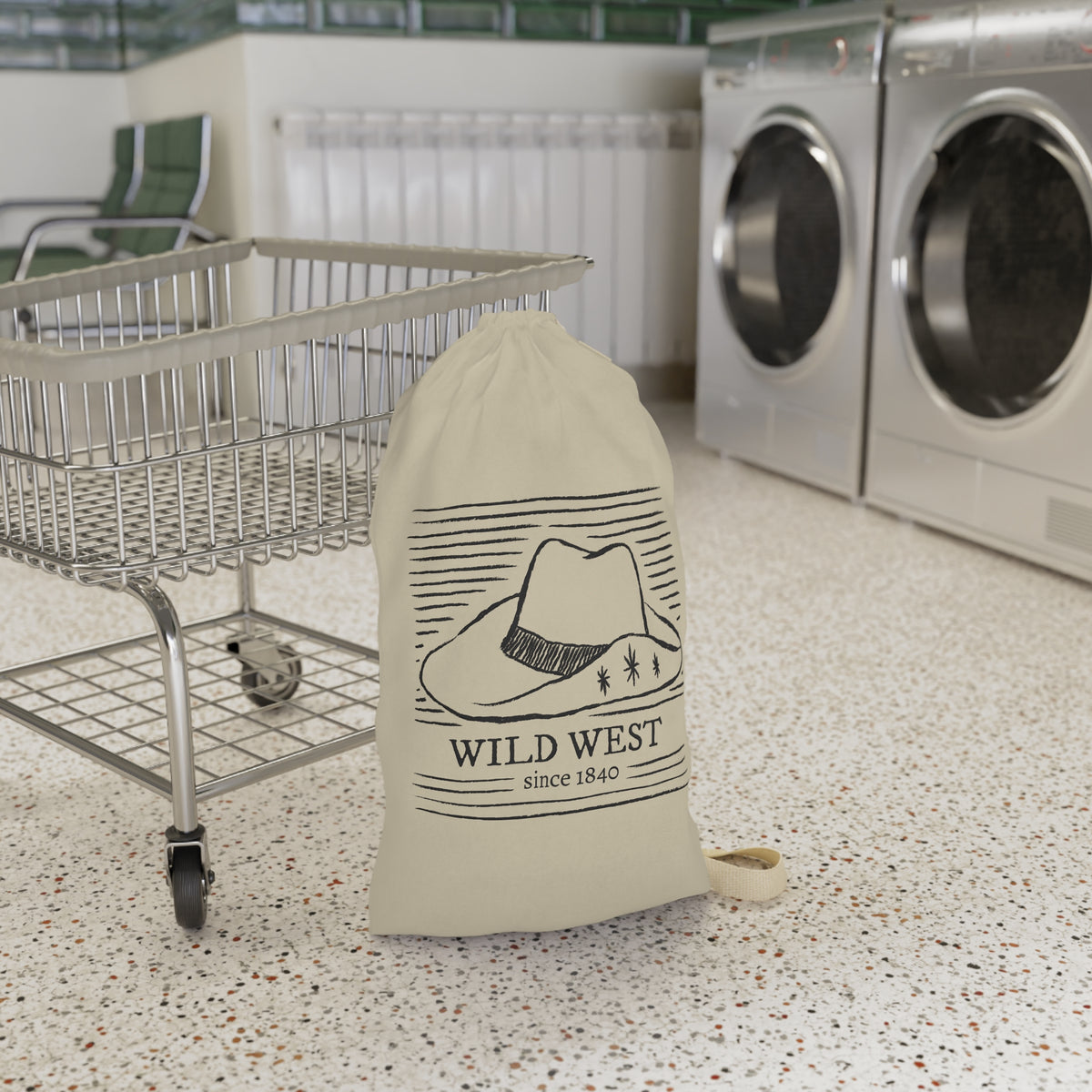 Wild West cowboy hat Laundry Bag | rustic western illustration, canvas drawstring