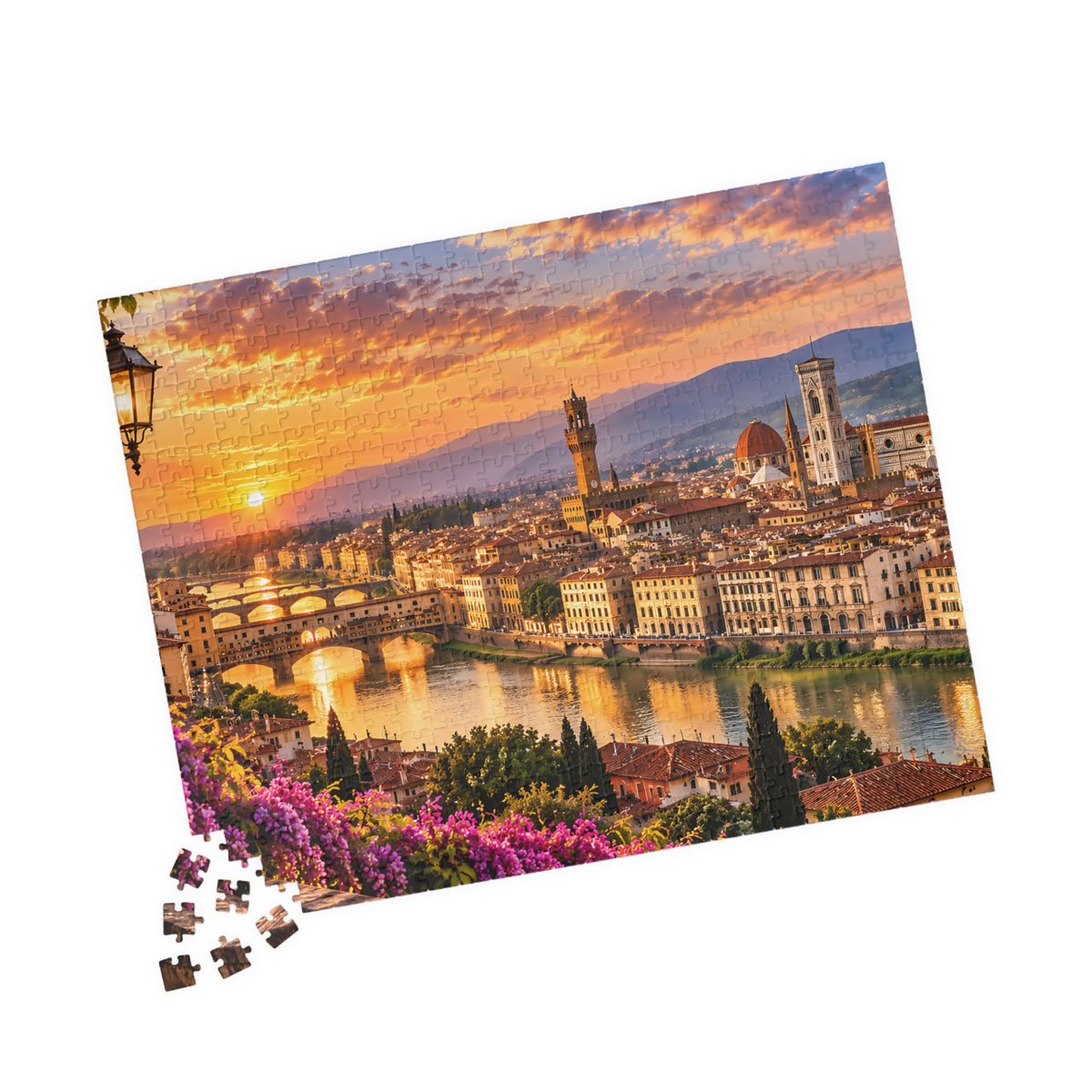 Florence Italy Puzzle – Tuscany Sunset Jigsaw Puzzle — Scenic Italy Travel Puzzle (110/252/520/1014 pcs)