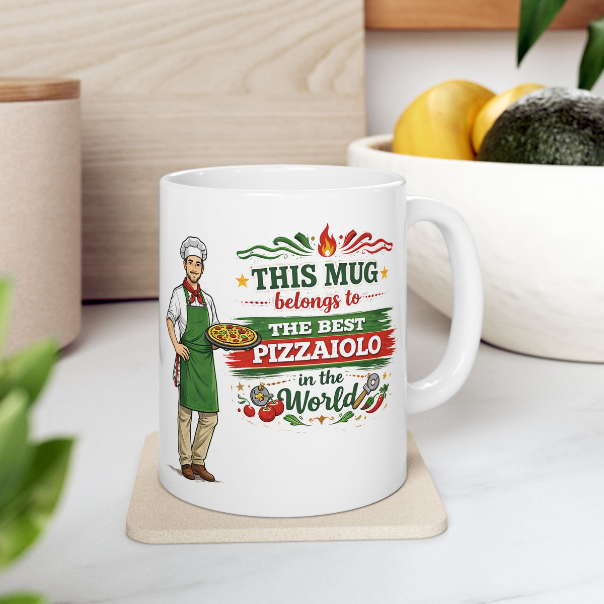 Best Pizzaiolo Mug This Mug Belongs To The Best Pizza Maker in the World, Italian Chef Coffee Mug Gift