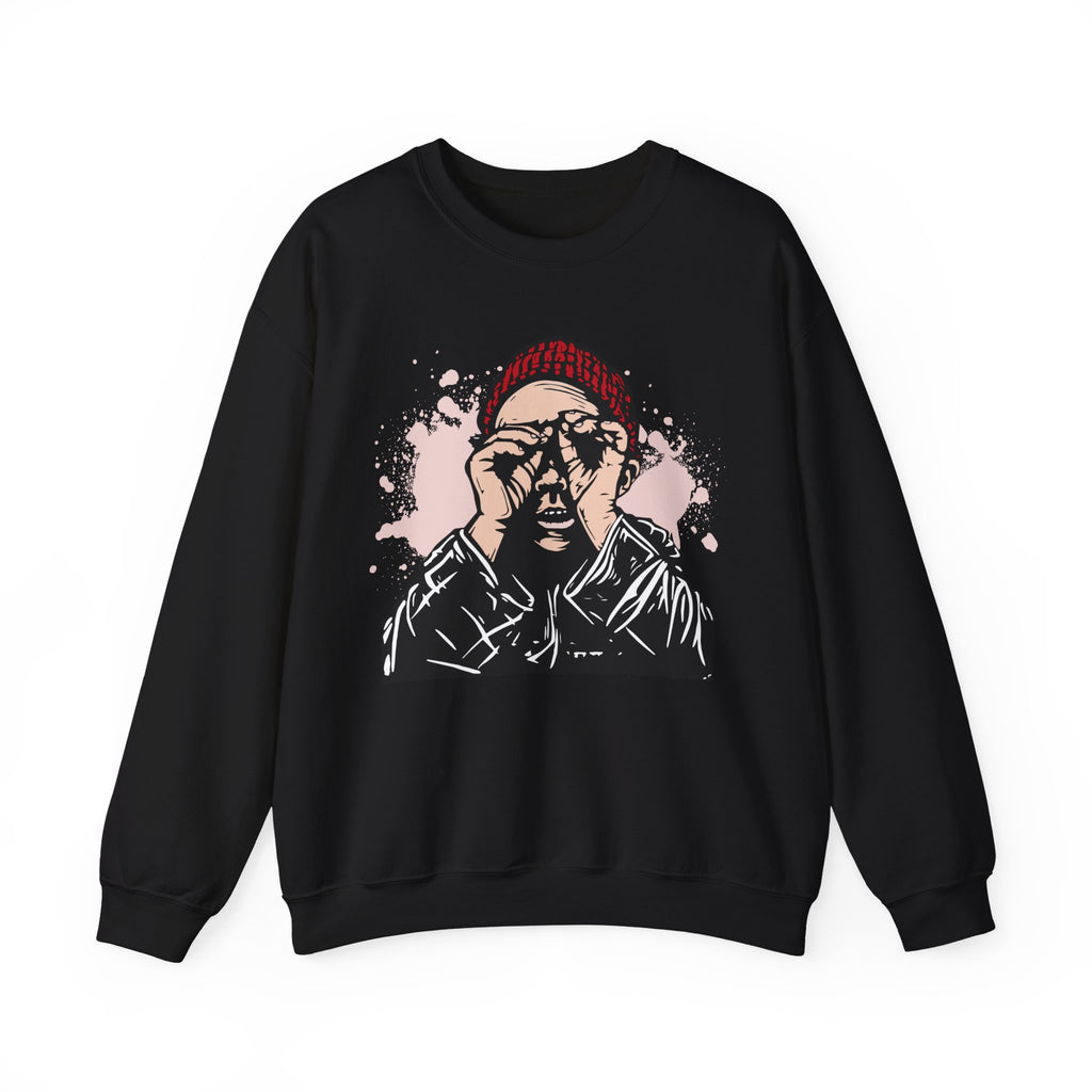 Crewneck Sweatshirt  Illustrated Beanie Portrait Graphic