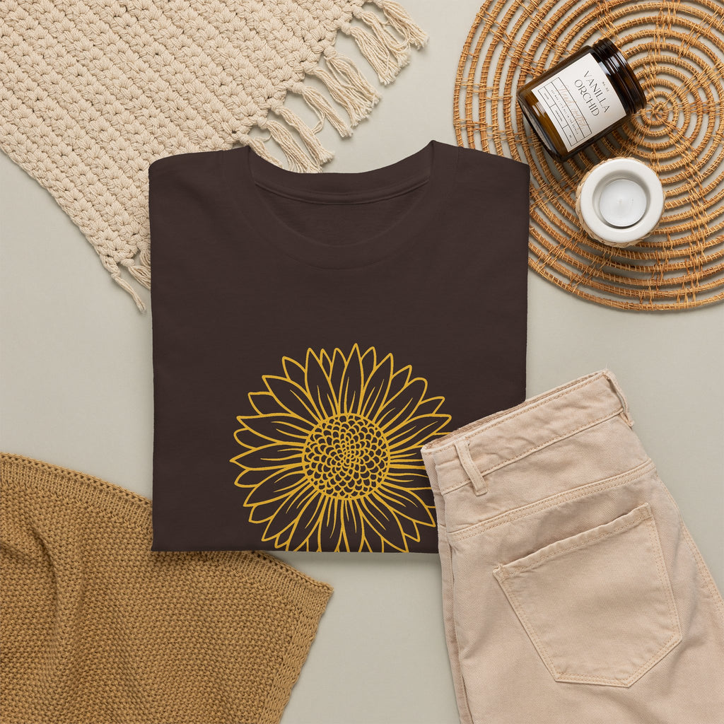 Minimal Sunflower T-Shirt – Floral Line Art Graphic Tee