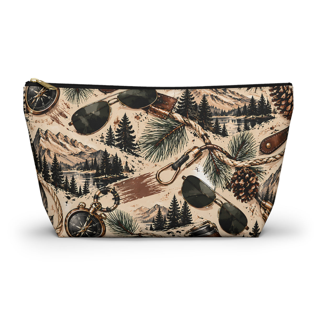 Mountain Adventure Pouch – Vintage Outdoor Explorer Print