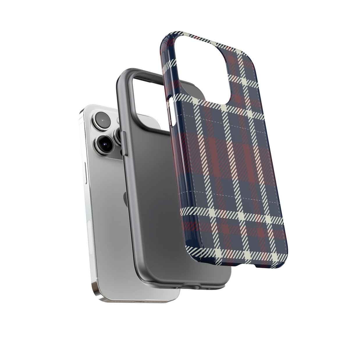 Navy Blue Plaid Phone Case – Classic Tartan Tough Case