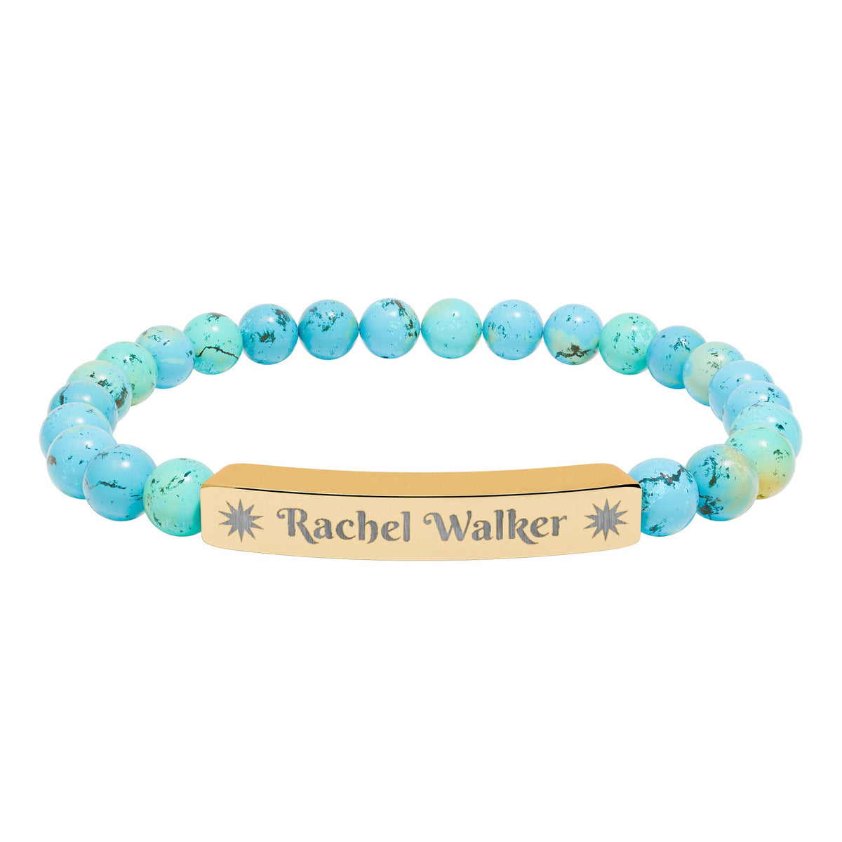 Personalized Natural Stone Bracelet – Custom Name & Sun