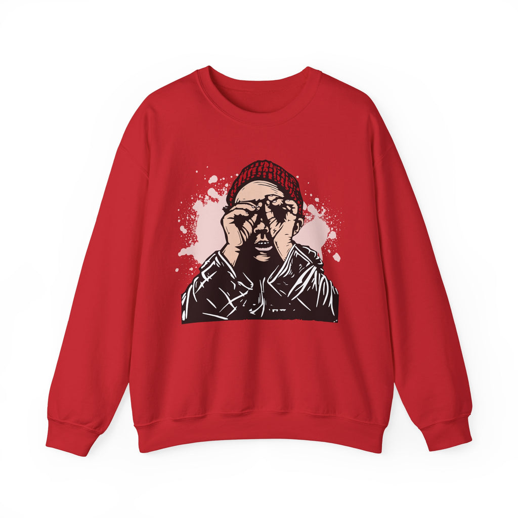 Crewneck Sweatshirt  Illustrated Beanie Portrait Graphic