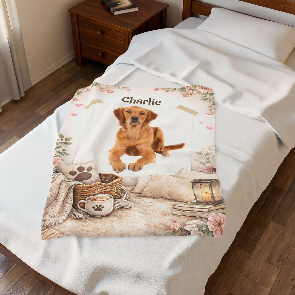 Custom Pet Blanket with Photo & Name  Personalized Dog Blanket  Cat Photo Throw  Sherpa Plush Pet Memorial Gift  PET1