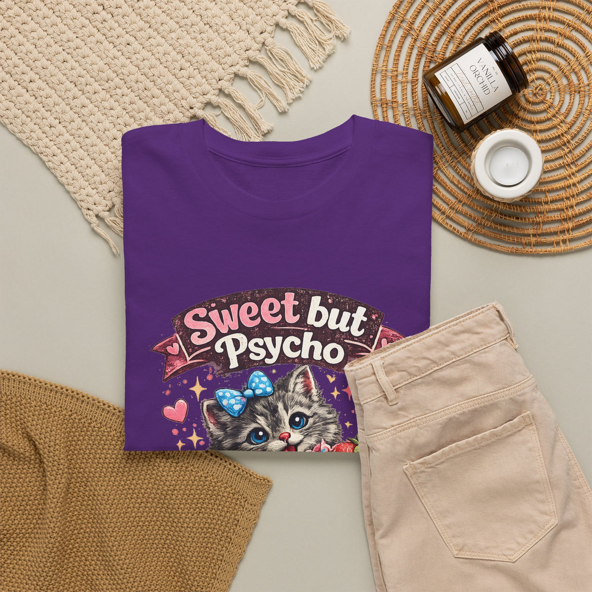 “Sweet But Psycho” T-Shirt – Cute Funny Kawaii Cat Graphic Tee
