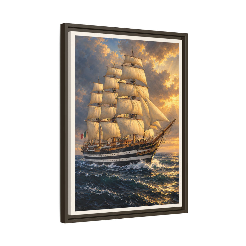 Amerigo Vespucci Framed Canvas – Classic Tall Ship Nautical Wall Art