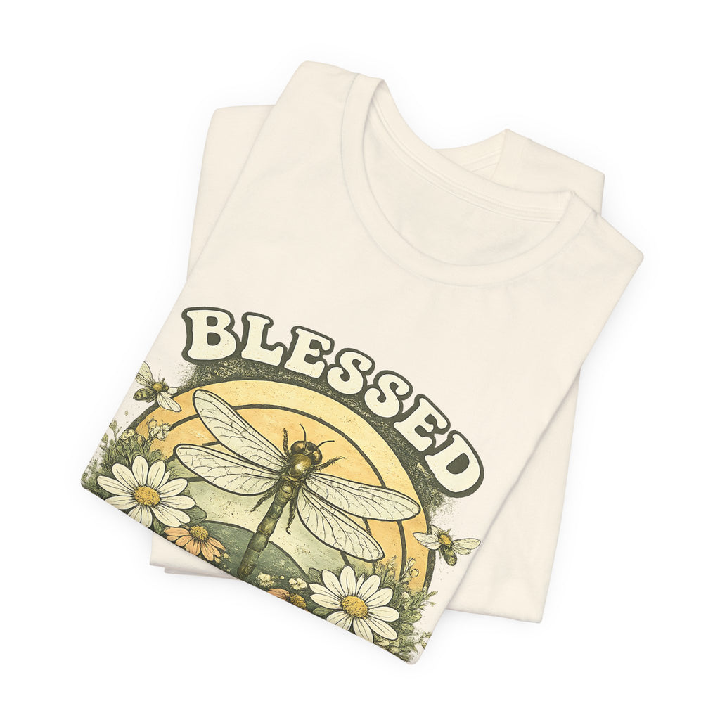 Blessed Dragonfly Shirt Floral Nature T Shirt Boho Faith Tee Vintage Botanical Graphic