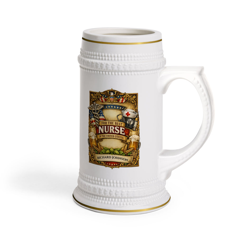 Personalized Nurse Beer Stein 22oz - Custom Name Nurse Mug, Best Nurse Gift