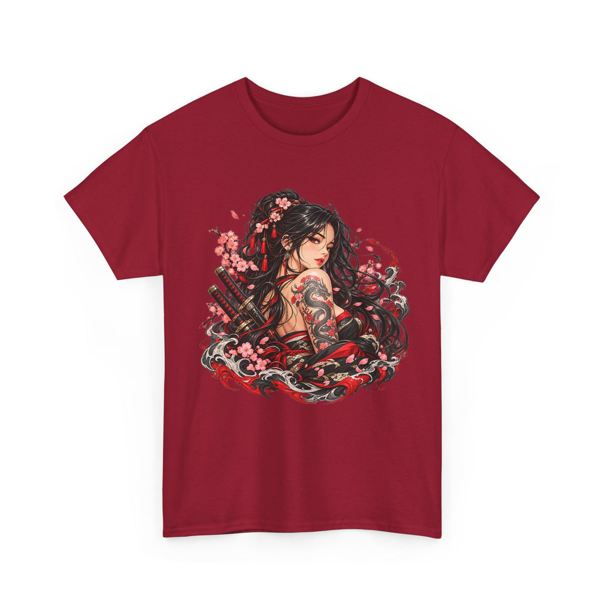 Japanese Samurai Girl T-Shirt – Dark Anime Warrior Graphic Tee
