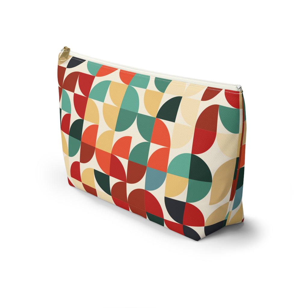 Retro Geometric Pouch – Mid-Century Color Block Print
