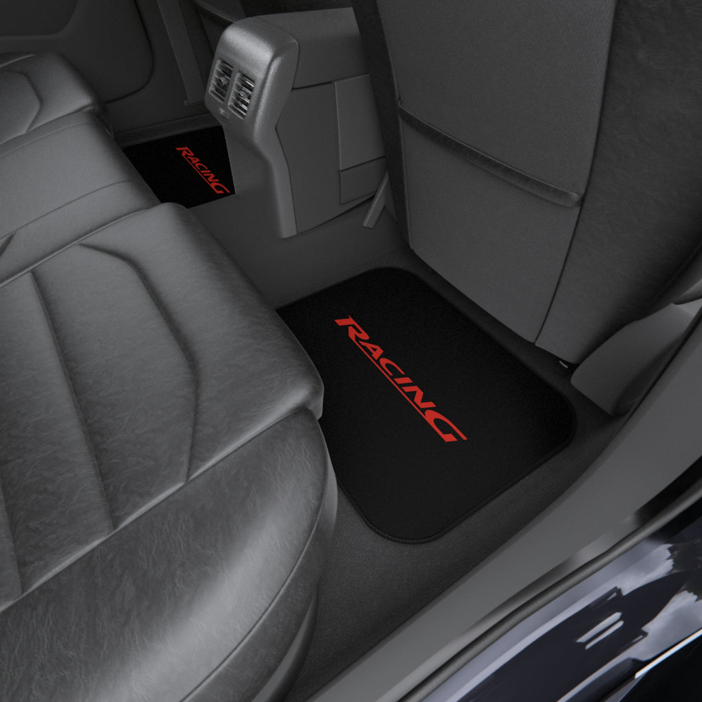 Racing Car Floor Mats – Black & Red 4-Piece Set
