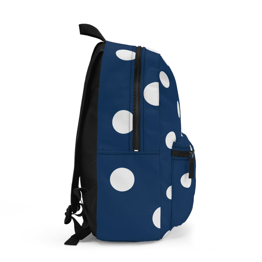Navy Blue Polka Dot Backpack – Classic White Dot Graphic Backpack