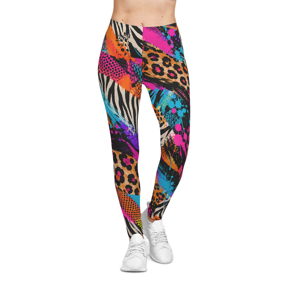 Colorful Animal Print Leggings – Leopard & Zebra Street Art