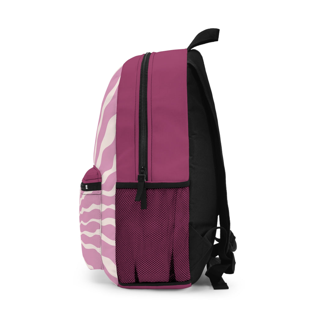 Pink Heart Backpack – Retro Wavy Love Pattern Backpack