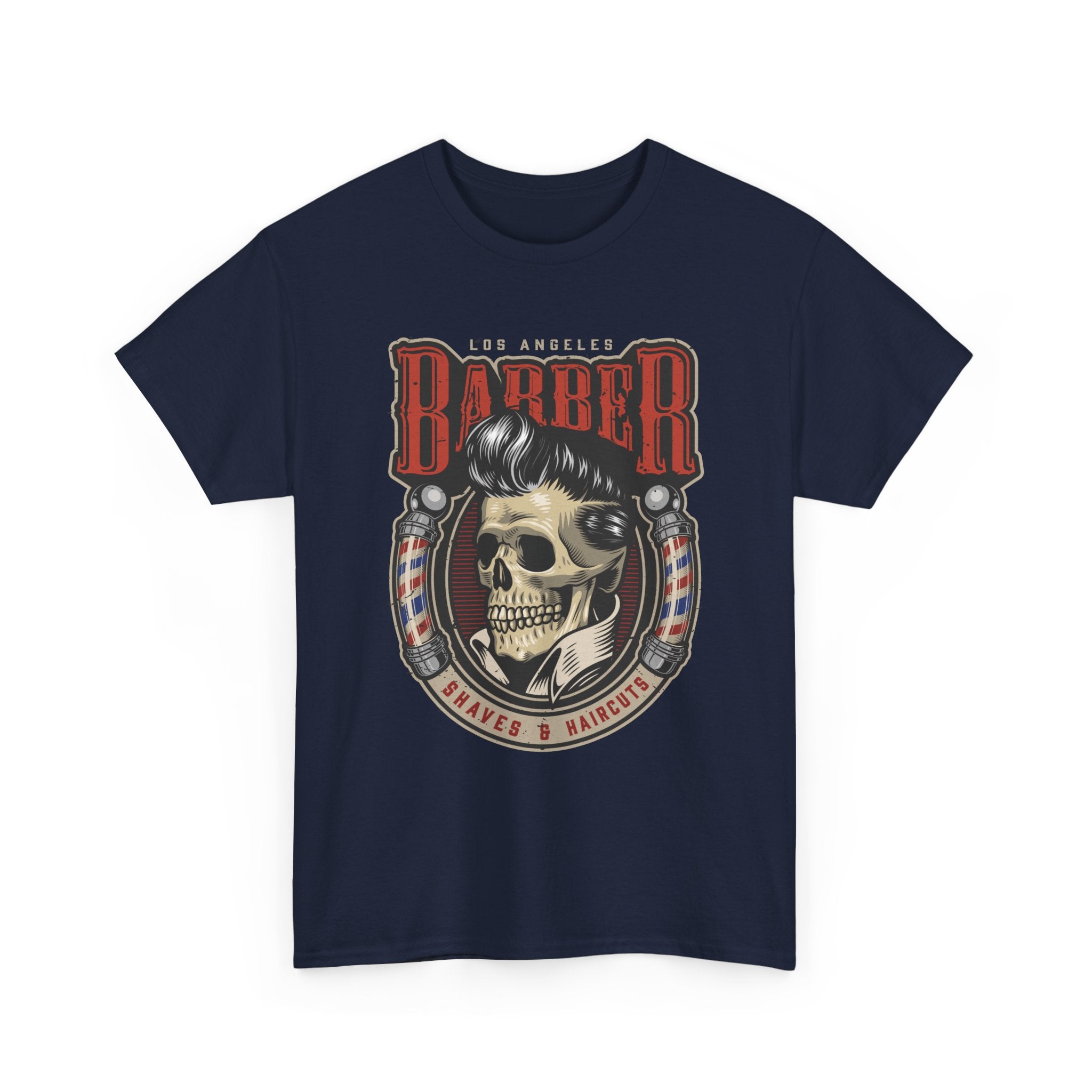 Barber Skull Tee — Vintage Barbershop Logo T-Shirt