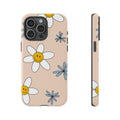 Smiley Daisy Tough Phone Case – Cute Retro Floral Design