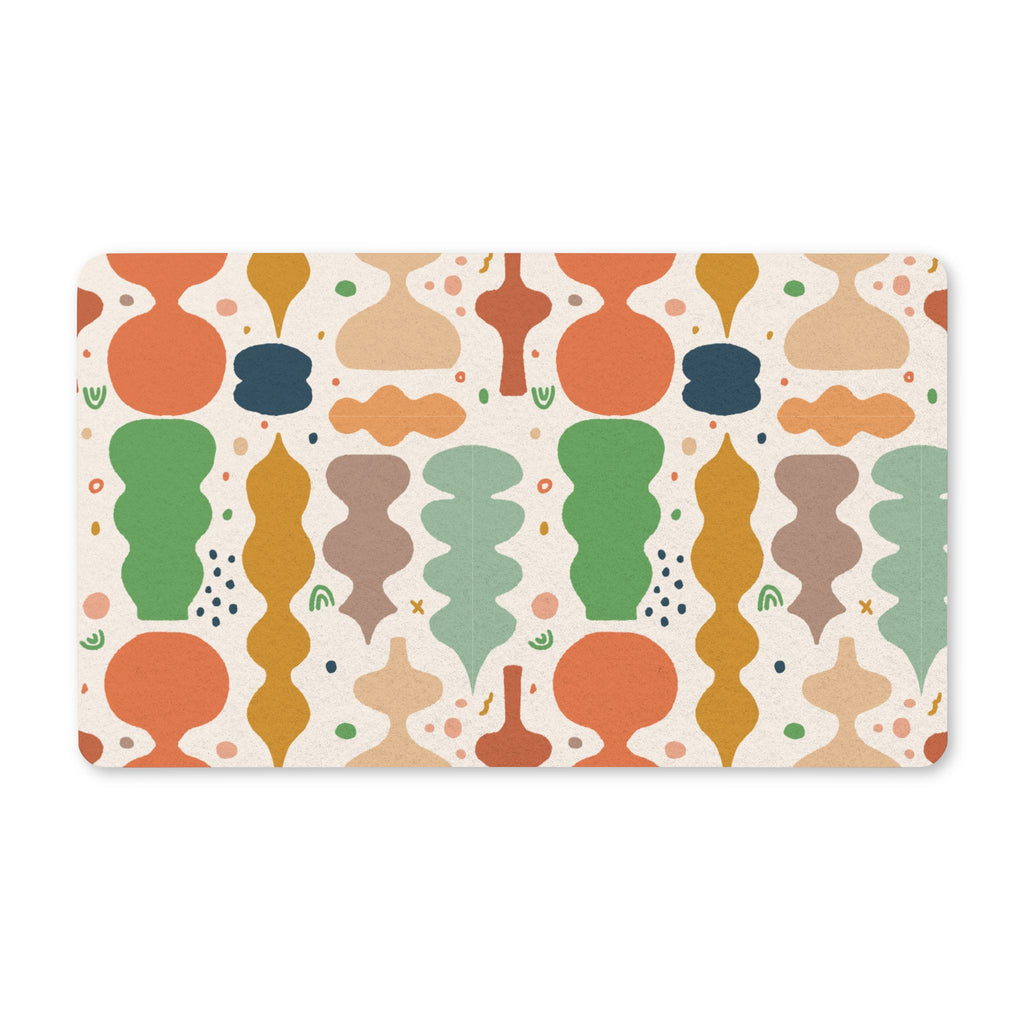 Abstract Retro Shapes Polyester Doormat – Mid-Century Modern Entry Mat