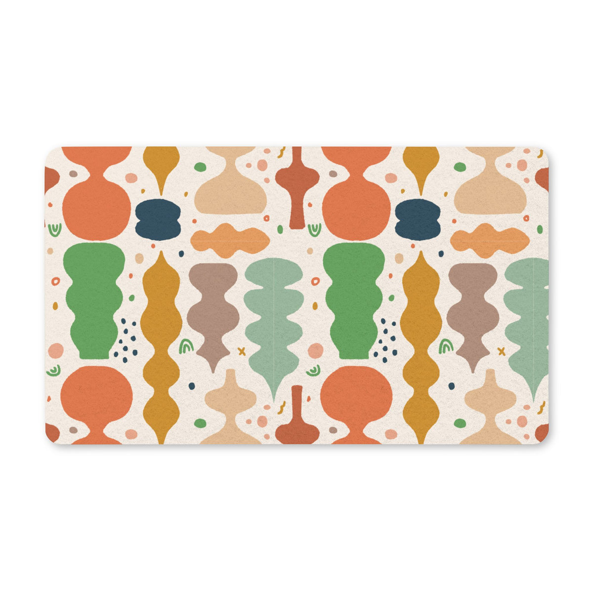 Abstract Retro Shapes Polyester Doormat – Mid-Century Modern Entry Mat