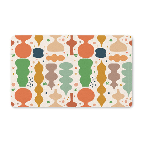 Abstract Retro Shapes Polyester Doormat – Mid-Century Modern Entry Mat