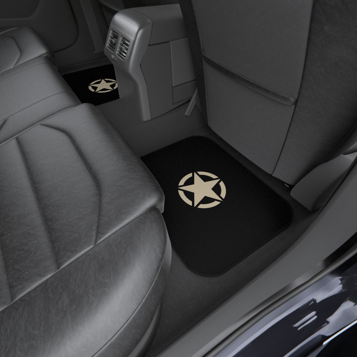 Military Star Car Floor Mats – Black 4-Piece Set