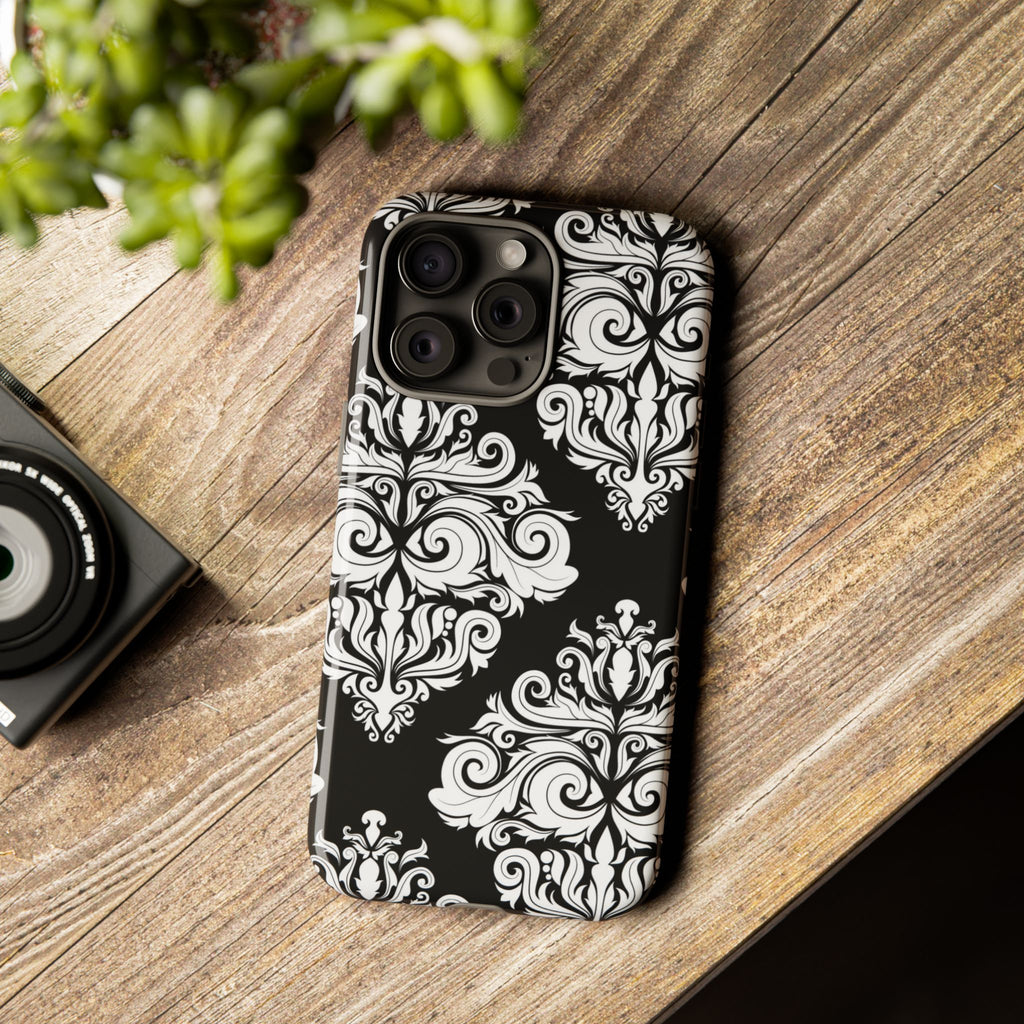 Black & White Damask Phone Case – Elegant Tough Case