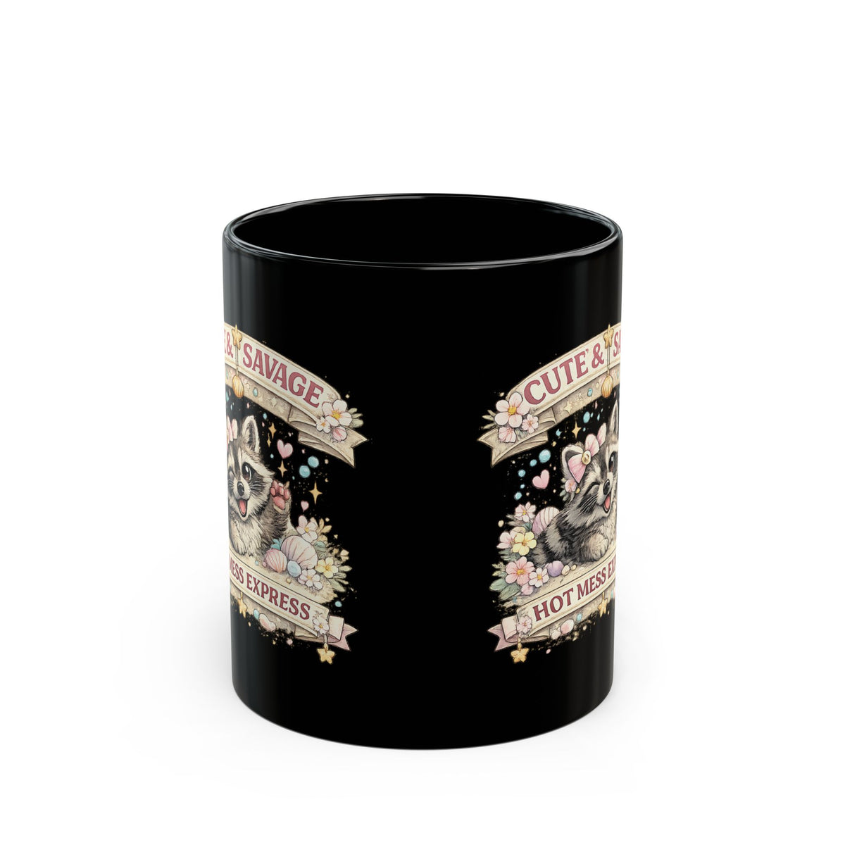 Cute and Savage Hot Mess Express Mug Funny Raccoon Coffee Cup Gift for Her