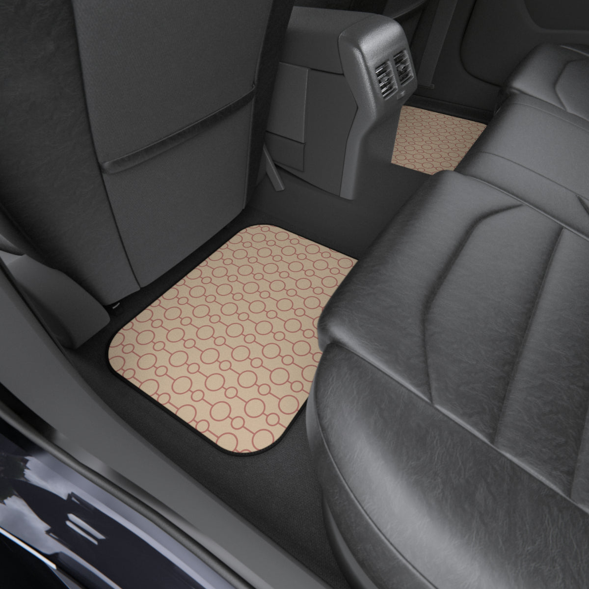 Beige Geometric Car Floor Mats – Minimal 4-Piece Set