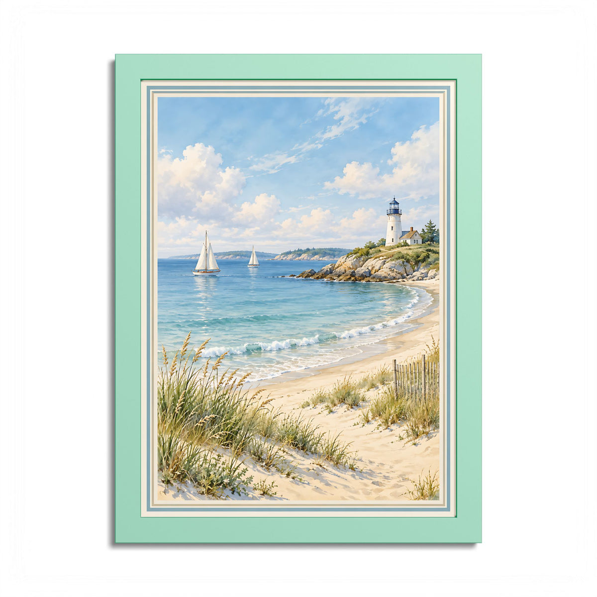 Coastal Lighthouse Framed Poster – Seaside Beach Wall Art