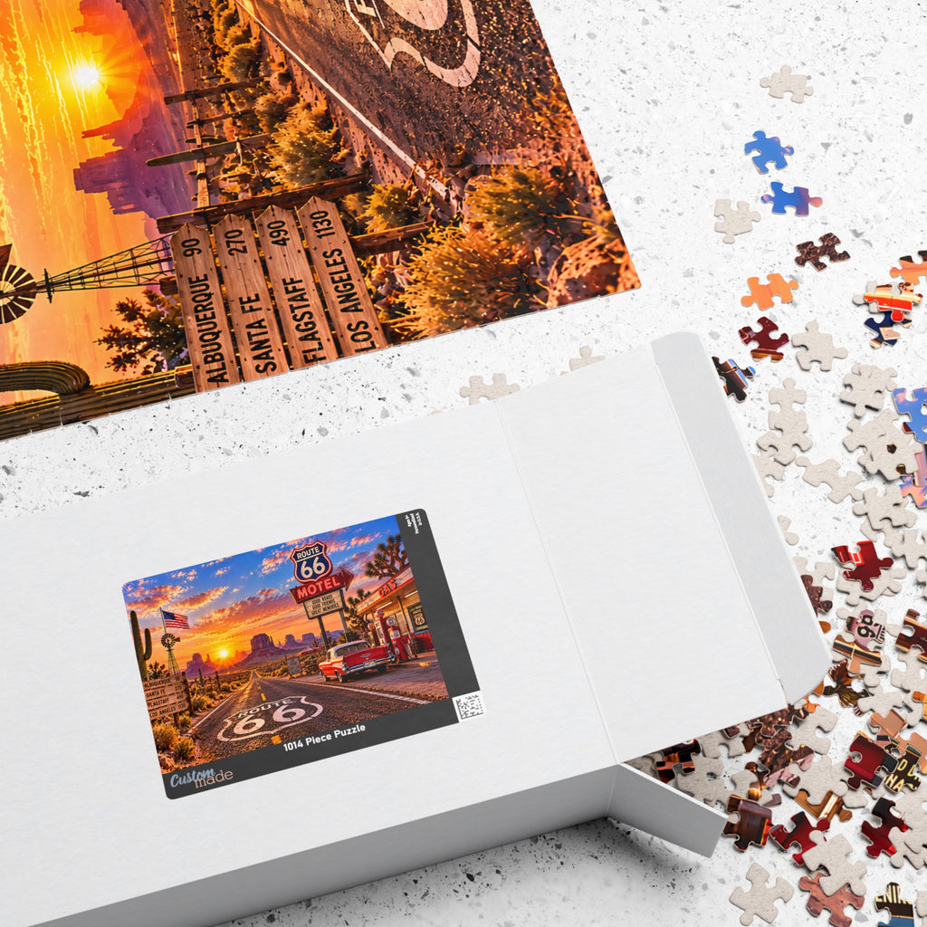 Route 66 Puzzle – Vintage American Road Trip Jigsaw Puzzle (110, 252, 520, 1014-piece)