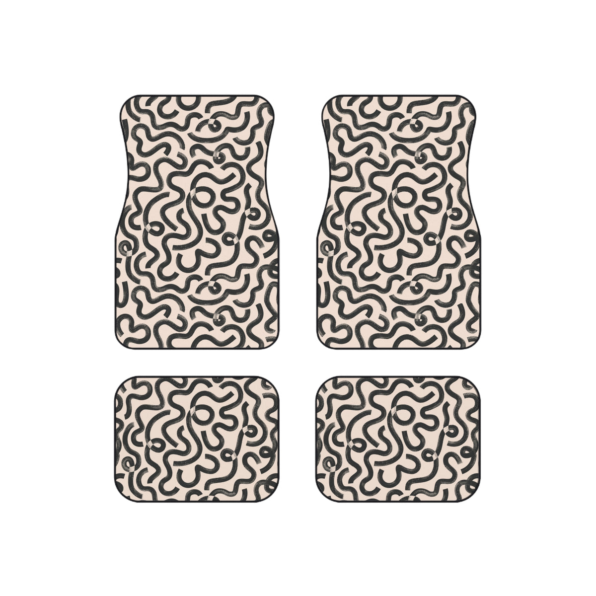 Beige Abstract Pattern Car Floor Mats – 4-Piece Set