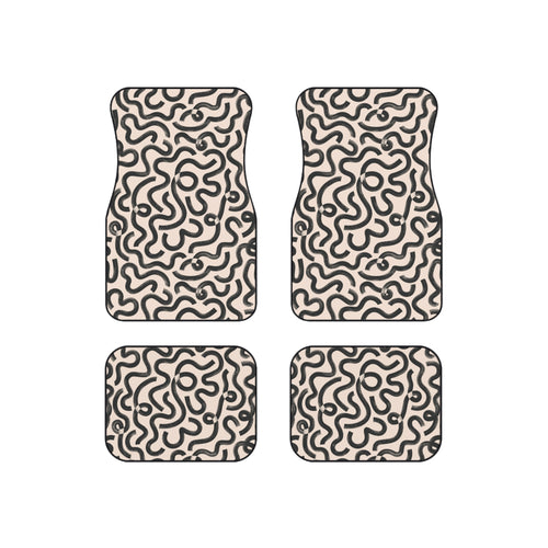 Beige Abstract Pattern Car Floor Mats – 4-Piece Set