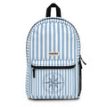 Nautical Striped Backpack – Blue & White Compass Graphic Backpack