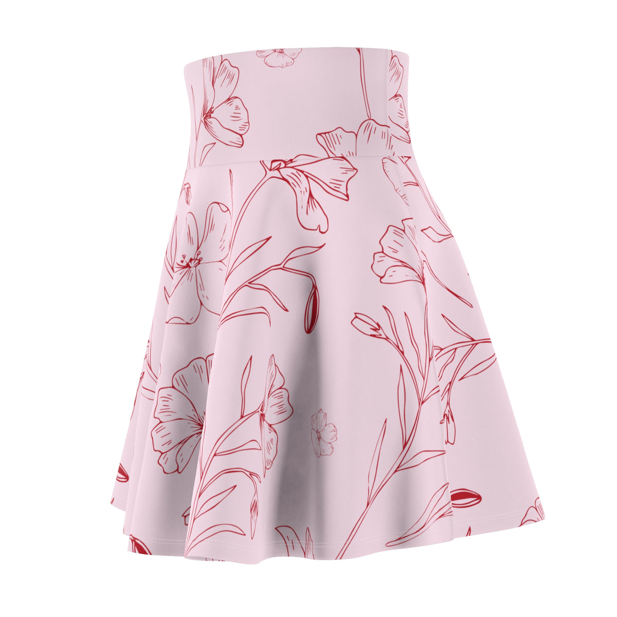 Pink Floral Skater Skirt – Delicate Botanical Design